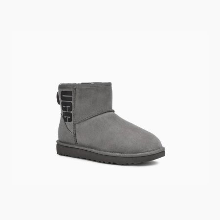 UGG Classic Mini Rubber Logo - Boots Dame - Grå (NO-S177)